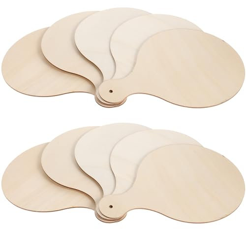 VILLCASE 10pcs Mini Planche à Découper en Bois avec Poignée, Rond Planche Bois Non Fini Petites Planches de Service Planches pour la Charcuterie, Fruits, Pizza