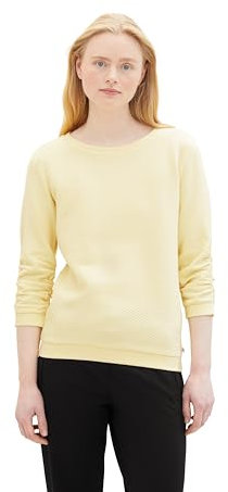 Tom Tailor Denim Damen Sweatshirt mit Raffarm & Struktur, 34585 - Light Yellow, L