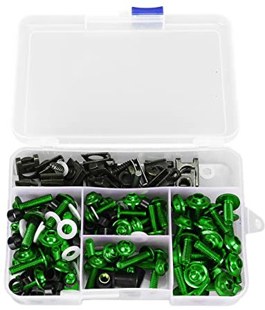 177 Stück Motorrad Verkleidungsschrauben Set, Universal M5 M6 Motorrad Verkleidung Bolzen Kit Karosserie Schrauben Mutter Ersatz für die Meisten Motorräder(Grün)