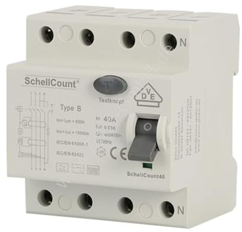 FI/RCD Typ B - Allstromsensitiv - 40A 4-Polig 0,03A / 30mA Fehlerstromschutzschalter VDE Zertifizierung