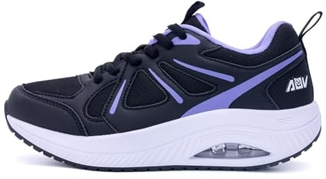 AOV Women Arch Support Walking Shoes Orthotic Sneakers for Plantar Fasciitis Foot and Heel Pain Relief Tennis Shoes, Size 8 BlackPurple
