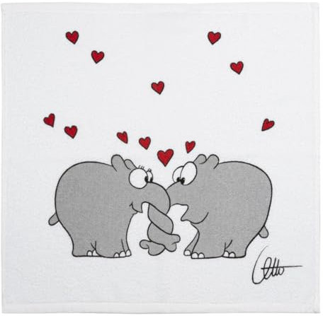 KRACHT Geschirrtuch Frottier 100% Baumwolle Ottifant Herzen 50x50 cm