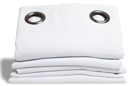 Moondream DecibelControl™ Akustikvorhang 3in1 | Lärmschutz | Thermoisolierung Winter+Sommer | 100% Verdunkelung | Patentierte Technologie | EU Herstellung | Ösen | Weiß MC720 | 140B x 350H cm