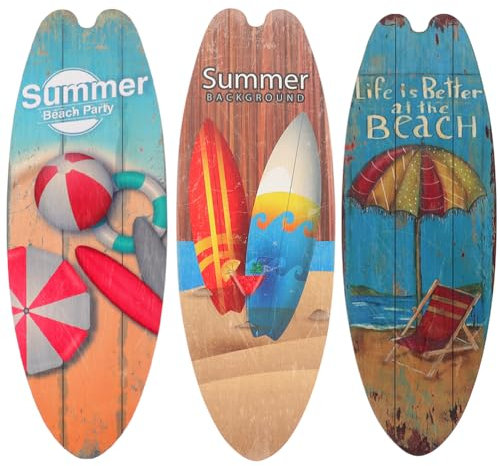 Warmhm 3St Surfbrett Holzschild pooldekorationen im freien Heimdekoration im Freien Embleme Vintage- Terrassenschilder und Dekoration im Freien Schilder am Sommerstrand hängend
