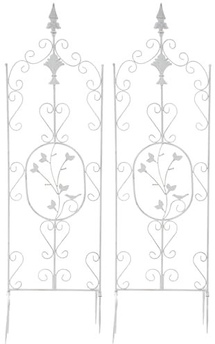 CLP Jeu de 2 treillages Burgus en Fer I Support pour Plantes grimpantes de Style Rustique, Couleur:Blanc Antique