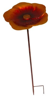Baoblaze Bird Baths Bird Feeder Detachable Pole Ornament Bird Feeders Bowl with Stake Garden Metal Bird Bath for Lawn Bird Lover, Gold Brown