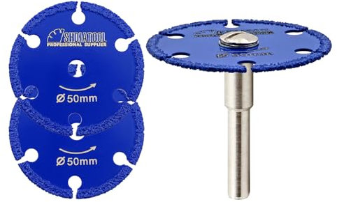SHDIATOOL Disco da taglio diamantato 50mm,disco da taglio per metallo,3pcs lama per tubo d'acciaio,ferro,acciaio angolare con gambo rotondo da 6mm