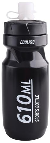 Azarxis Fahrrad Trinkflasche 610ml und 710ml BPA-frei Sport Wasserflasche Auslaufsicher für Fitness Fußball Joggen Wandern (Schwarz, 610 ml)