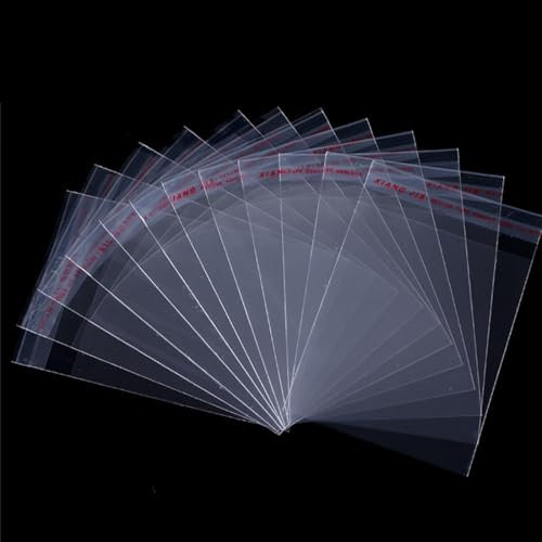 MEXRUMI 100 Stück Selbstklebend Tütchen Plastiktüten Klein Cellophantüten Flachbeutel Transparent Geschenktüten Transparente Zellophanbeutel Aus Kunststoff Für Süßigkeiten Plätzchen Gebäck (6 X 18Cm)