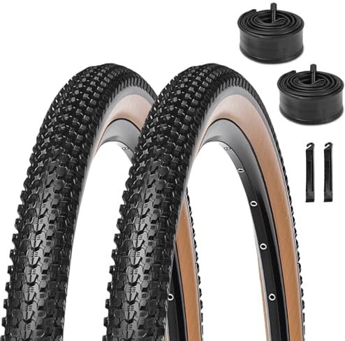 Juego de Neumáticos para Bicicletas de Montaña: 2 Pack 26x2.10,27.5x1.95/2.1, 29x2.1/2.25 Pulgadas 60 TPI Neumáticos y cámaras de Repuesto para Bicicletas con palancas de Cubiertas