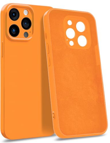 MyGadget Custodia in Silicone compatibile con iPhone 14 Pro Max [Quadrupla Protezione] - Case Rigido con Fodera in Microfibra - Cover Arancio