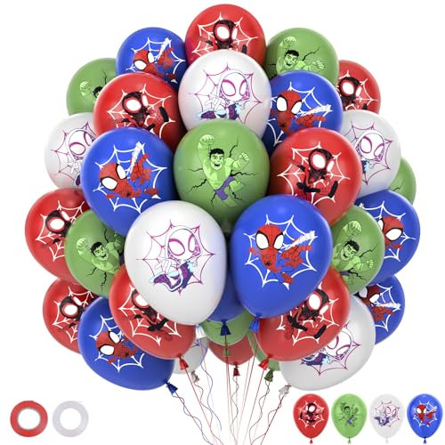 42 Stück Latex Luftballons, Spider Geburtstagsdekoration Latexballons, Cartoon Theme Ballondekoration Birthday Ballon, Geeignet für Kindergeburtstag, Babyparty, Abschlussfeier, Themenparty