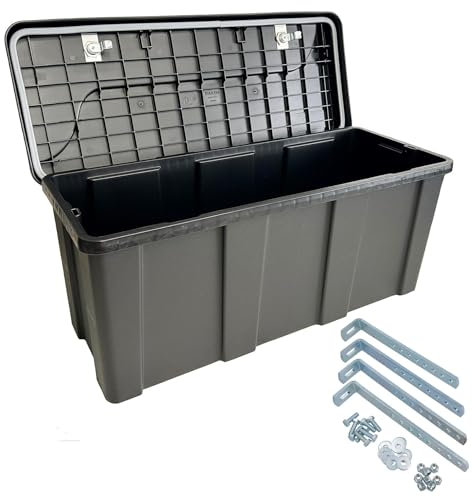 Medium Trailer Plastic Lockable Tool Box Chest Locker Storage + Body Panel Fixing Kit