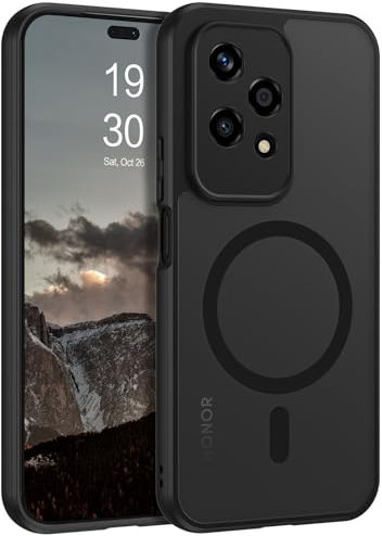 GaoBao Coque pour Honor 200 Lite 5G 6.7'' Compatible avec MagSafe, Hybrid Magnétique Case Etui Translucide Mat Arrière Protection Caméra Housse Fine Antichoc Dos Anti Rayures, Noir