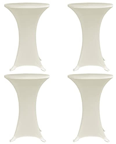 Sufrk Stehtischhussen 4 STK. Ø 60 cm Creme Stretch Tischdecke FüR Hochzeit