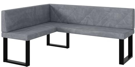 MEBLINI Eckbank für Esszimmer - Küchenbank - Essecke - Sitzecke Küche - ERIC - U-Beine 128x168x87cm Links - Grau Samt