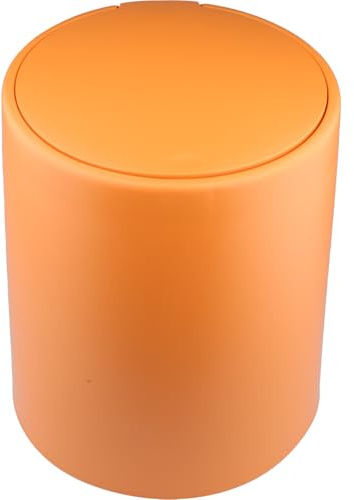 DLBTWDOYLS Poubelle en plastique avec couvercle, couvercle ouvert à pression de boucle, double couche amovible, cuisine, salle de bain, chambre, bureau, poubelle minimaliste domestique (orange, M12)