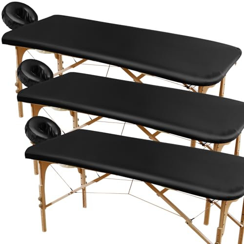 Macarrie 6 Pcs Vinyl Massage Table Covers Massage Table Protection Cover with Massage Face Cradle Covers PU Leather Bed Sheet Waterproof Massage Table Protector for Tables 28''-31'' Wide, 74'' Long