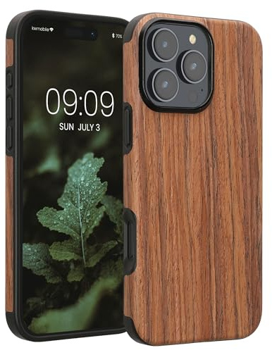 kwmobile Funda Compatible con Apple iPhone 16 Pro MAX - Carcasa Protectora Trasera para teléfono móvil Inteligente de Madera - Natural marrón