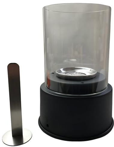 ACC Parts Caminetto da tavolo portatile a bioetanolo, fiamma vera per uso esterno, senza ventilazione, 1 ora di combustione, senza fumo, inodore, forma rotonda