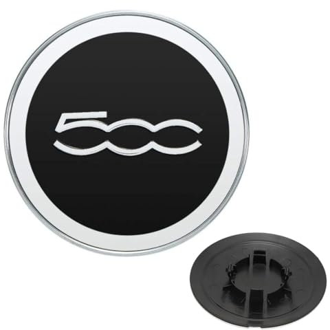 HAMKU 1 Pezzi Coprimozzo Per Fia-500 Copri Ruota Hup Trim, Accessori Di Aggiornamento Per Il Lifting Del Copriruota Centrale Esterno Dell'Auto 68078419Ac Sostituzione Per Fiat 500(Nero Argento)