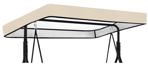 Columpio de Hollywood, 213 x 122 x 18 cm, techo de repuesto para columpio de 3 plazas, resistente al agua, tela Oxford 210D para columpio, cubierta de repuesto (beige)