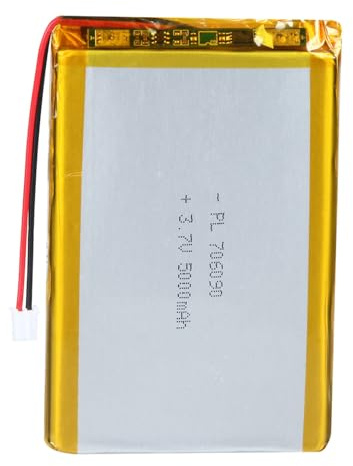 LiPo Akku 3,7V 5000mAh 706090 mit JST-Kabel – Wiederaufladbarer Lithium Polymer Akku für Bluetooth-Lautsprecher, DIY-Projekte und Elektronikgeräte