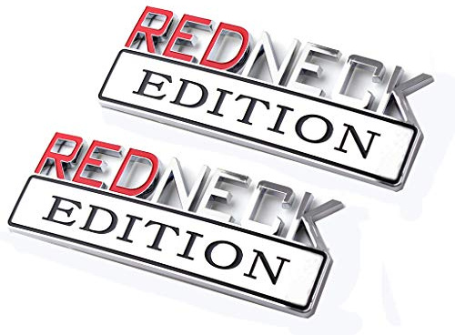2 große Redneck-Edition-Auto-Embleme, 3D-Aufkleber, kompatibel mit F-150, F250, F350, Silverado 1500 (Chrom)