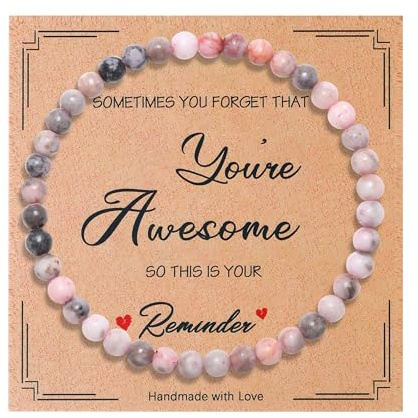 QINJIEJIE 4/6mm Naturstein Armband aus Echten Edelsteinen Heilstein Perlenarmband Armband für Damen und Herren, Stretch Perlenarmband Elegantes Geschenk für Mutter Frauen Freundin Tochter Schwester