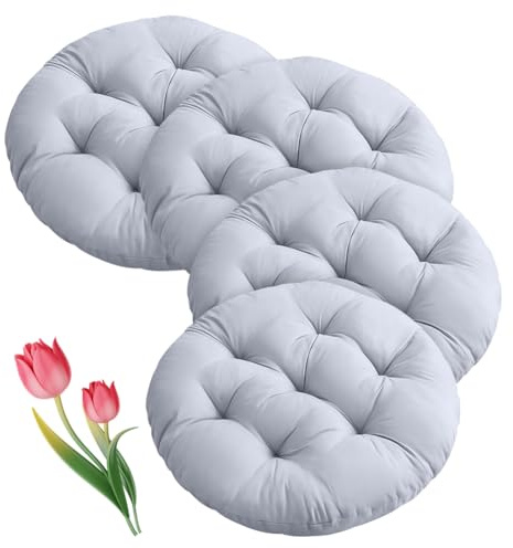 Umllpet Sitzkissen Rund 40cm, 4 Stück Bodenkissen Rund Sitzpolster Stuhlauflage Sitzpolster Stuhlkissen Polster Auflage für Wohnzimmer, Esszimmerstuhl Stuhl für Indoor Outdoor (Hellgrau)