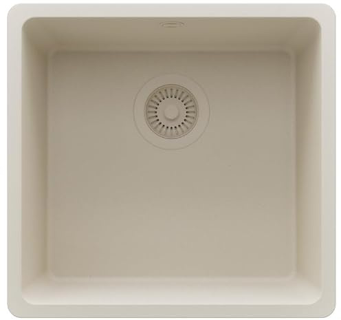 PRIMAGRAN Unterbauspüle ab 50er Unterschrank + Ablauf-Set, 46x44cm | Set: Ablauf-Set (Siphon, Ablaufgarnitur, Überlauf) + Spülbecken 1 Becken - Venedig Easy, Alles Beige