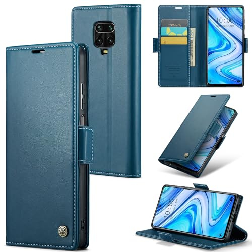 Rerzoiro Cover per Xiaomi Redmi Note 9S / Xiaomi Redmi Note 9 Pro Custodia Portafoglio [Blocco RFID] Premium Pelle PU Wallet Case Flip Libro con Porta Carte Slot Supporto Flip Case, Blu