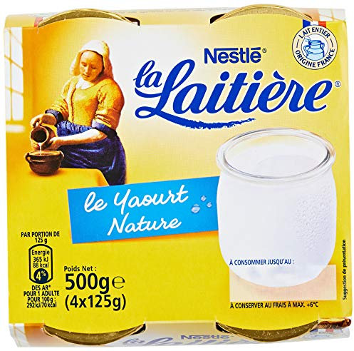 la Laitière Yaourt Nature au Lait Entier les 4 Pots de 125 g