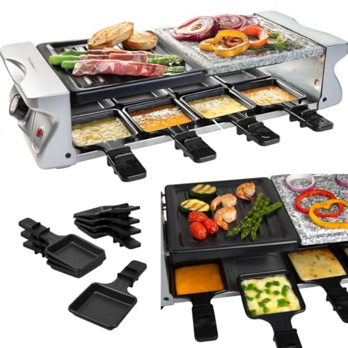 Electric Cheese Raclette Table Grill w Cooking Stone & Grilling Plate