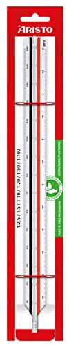 Aristo AR23701EB College Dreikant Maßstab (Reduktion 1:2,5 :5 :10 :20 :50 :100, Kunststoff, 30 cm lang) für Ingenieure und Maschinenbau (F)