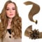 Elailite Pre Bonded Hair Extensions 1g - 100% Real Remy Human Hair Straight Keratin Extension U Tip Nail Tip - 50 Strands 50g (#6 Light Brown, 16 Inch)