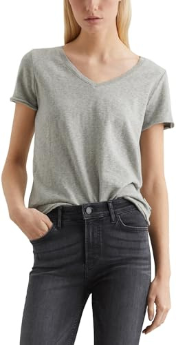 Marc OߴPolo Denim Mujer Camiseta de algodón orgánico con cuello de pico, Gris (Grau), XL