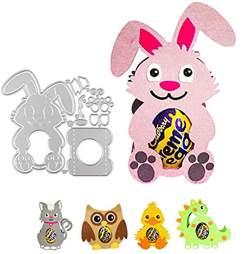 Bymivofun 3D Oster Stanzbögen, Hasen Eier Stanzformen, Oster Stanzschablonen Set, für Scrapbooking, Fotopapier, Karten, Bastelprägung, DIY-Herstellung (Hase)