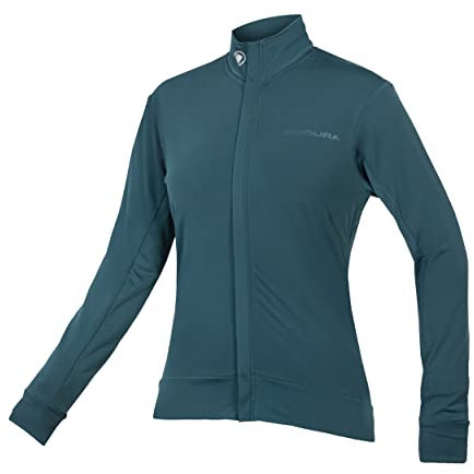 Endura Women's Xtract Roubaix Longsleeve Cycling Jersey | Water Repellent | Wicking | Reflective Trim Jersey, Deep Teal, L