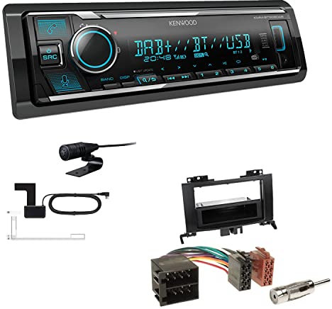 Kenwood KMM-BT508DAB 1-DIN Digital Media Receiver Autoradio DAB+ Bluetooth Amazon Alexa Einbauset passend für Volkswagen VW Crafter ab 2006 schwarz