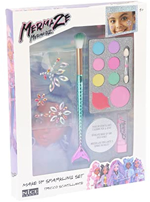 Nice Group - Mermaze Make Up Shiny Set - Make-up-Set, Lidschatten, Lipgloss und Edelsteine, selbstklebend, Meerjungfrau Mädchen