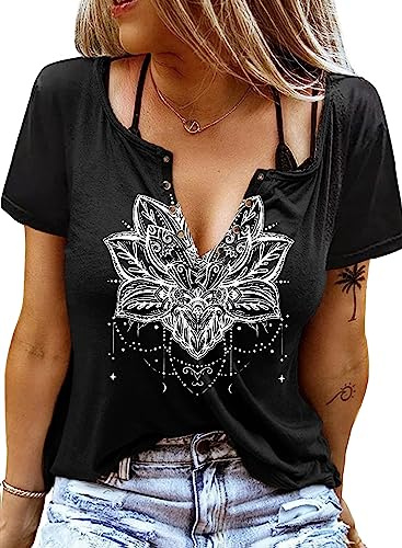 Eniloyal Tshirt Damen V Ausschnitt Sommer Oberteile Sexy Shirts Kurzarm Locker Sommer Oberteile Tee Tops Bluse Tuniken