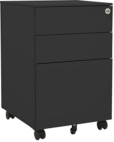 Chusui Aktenschrank mit Rollen, Metallschrank, Werkstattschrank, Werkzeugschrank, Büroschrank, Lagerschrank, Garagenschrank, Stahlschrank, Anthrazit 39x45x60 cm Stahl