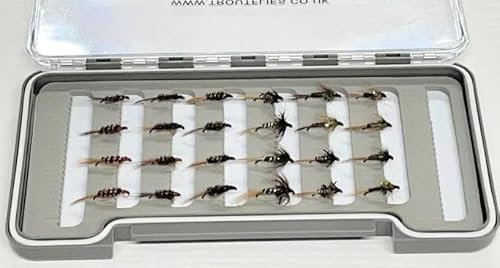 Fly Fishing Box Set 24 Barbless Cruncher and Diawl Bach Nymph- Trout Flies, Season fishing flies, Barbless nymphs flies,