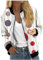 Azruma Damenjacke Übergangsjacke Damen Damen Pullover Winter Frauen Dünne Stehkragen Drucken Zipper Langarm Kurz Bomberjacke Mit Tasche Leichte Reißverschluss Pilotenjacke (2-White, XL)