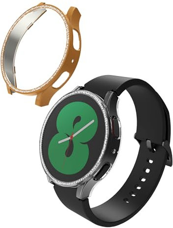kwmobile Set da 2 Protezione Bordo Orologio Compatibile con Samsung Galaxy Watch 4 (40mm) Smartwatch - Rivestimento Glitterato trasparente/oro rosa
