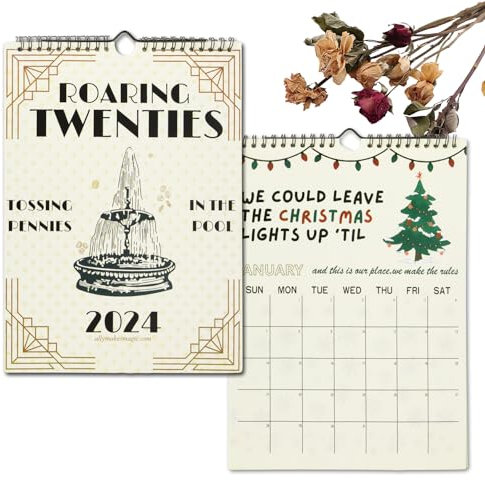 2024 Roaring Twenties Kalender, Lustiger Wandkalender mit Positiven Zitaten, Roaring 20s Taylor Swift Kalender, 2024 Familienplaner 12-Monats-Planer für Familie, Büro, Schule