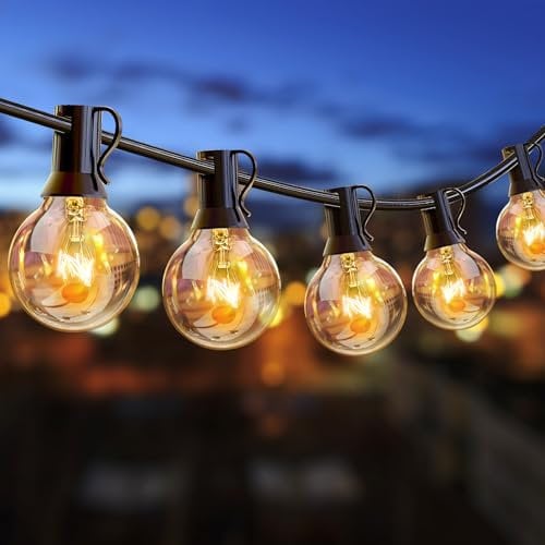 ROVLAK Lichterkette Außen 18M 30+5 G40 Glühbirnen Lichterkette Aussen Innen IP44 Wasserdicht Garden Lichterkette Wetterfest Outdoor Lichter Warmweiß Balkon Lichterketten für Party, Pavillon, Bistro