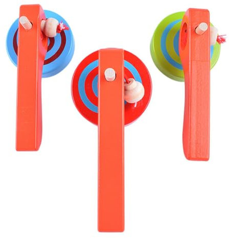 Abaodam Spielzeuge Hand Oben Holzplatten Mit Werfer Holzpflockspitze Draht Ziehen Bambus Hölzern Kind