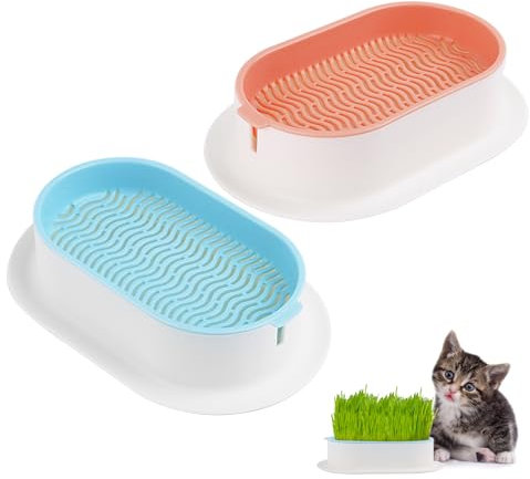 PBUSPU 2 PCS Maceta Hierba para Gatos Sin Suelo, (Excluidas Las Semillas) Jardinera Hierba para Gatos, Macetero de Hierba para Gatos, Caja Hidropónica de Hierba, para Perros Gatos y Mascotas